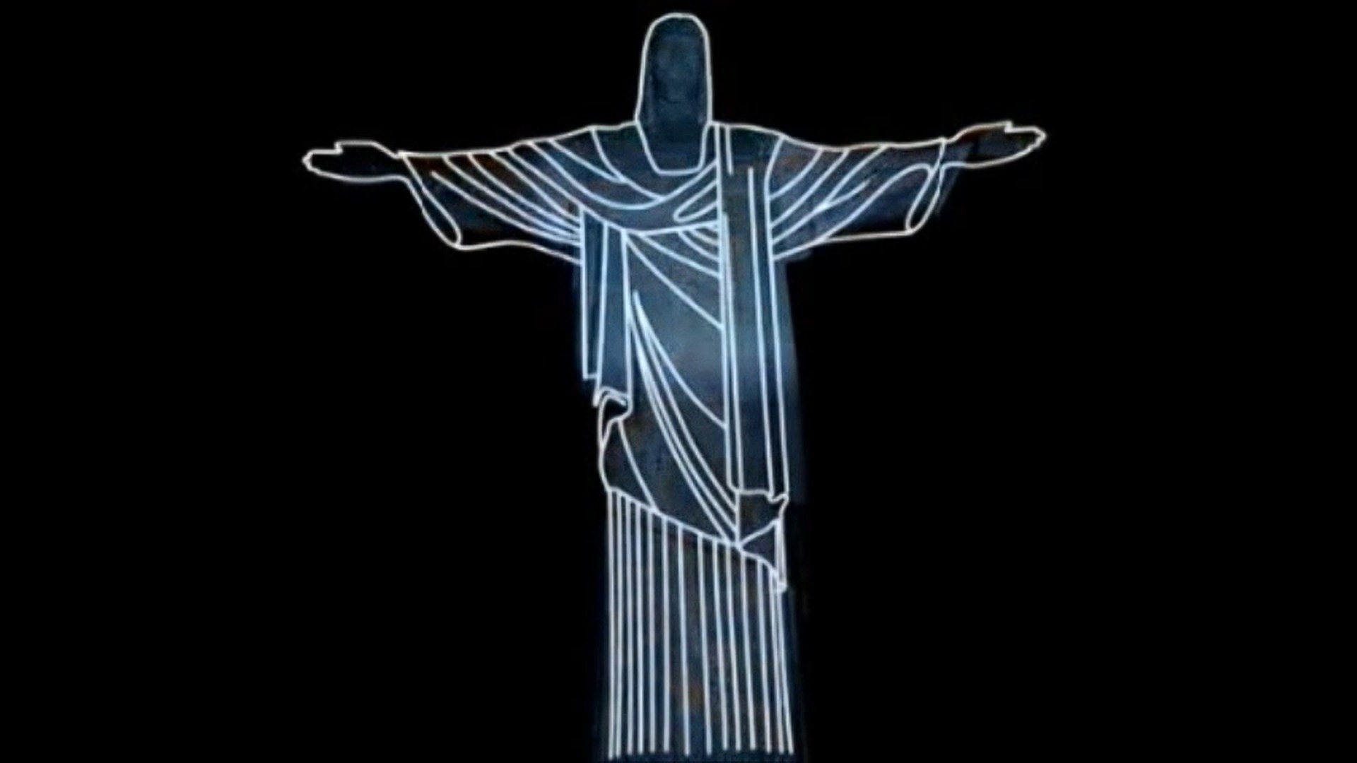 Projeção mapeada no Cristo Redentor